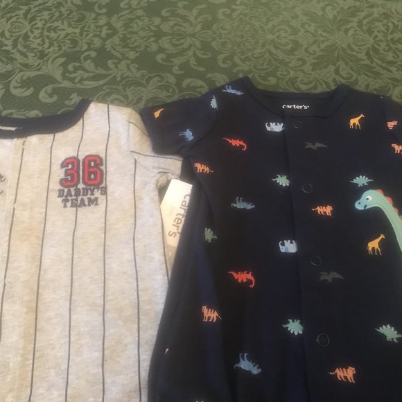 NWt carters baseball dinsosaur rompers nb newborn - Picture 2 of 7